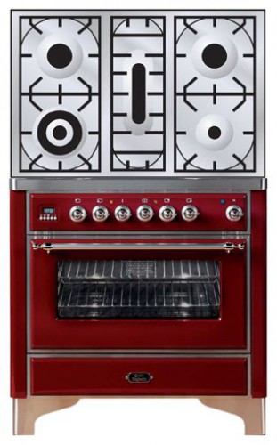 厨房炉灶 ILVE M-90PD-VG Red 照片, 特点