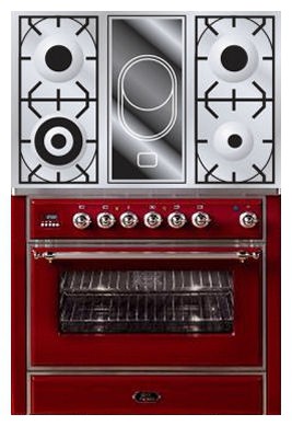 厨房炉灶 ILVE M-90VD-VG Red 照片, 特点