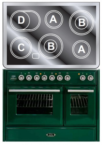 Stufa di Cucina ILVE MTDE-100-E3 Green Foto, caratteristiche