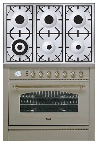 Кухонная плита ILVE P-906N-VG Antique white Фото, характеристики