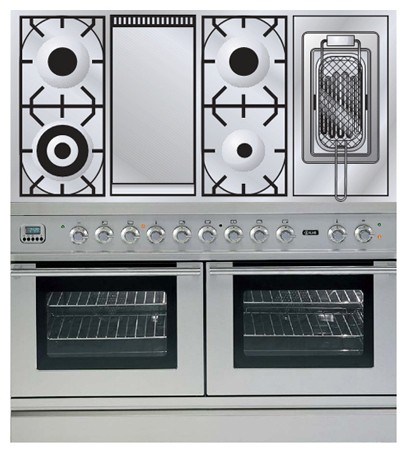 Kitchen Stove ILVE PDL-120FR-MP Stainless-Steel Photo, Characteristics