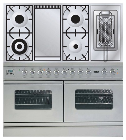 Kitchen Stove ILVE PDW-120FR-MP Stainless-Steel Photo, Characteristics