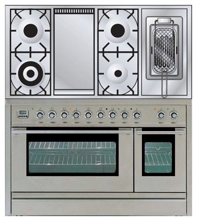 Kitchen Stove ILVE PL-120FR-MP Stainless-Steel Photo, Characteristics