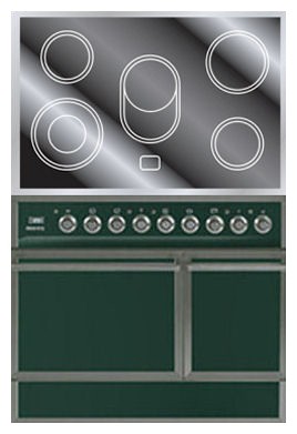 Kitchen Stove ILVE QDCE-90-MP Green Photo, Characteristics