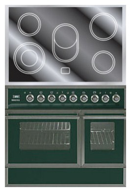 Kitchen Stove ILVE QDCE-90W-MP Green Photo, Characteristics