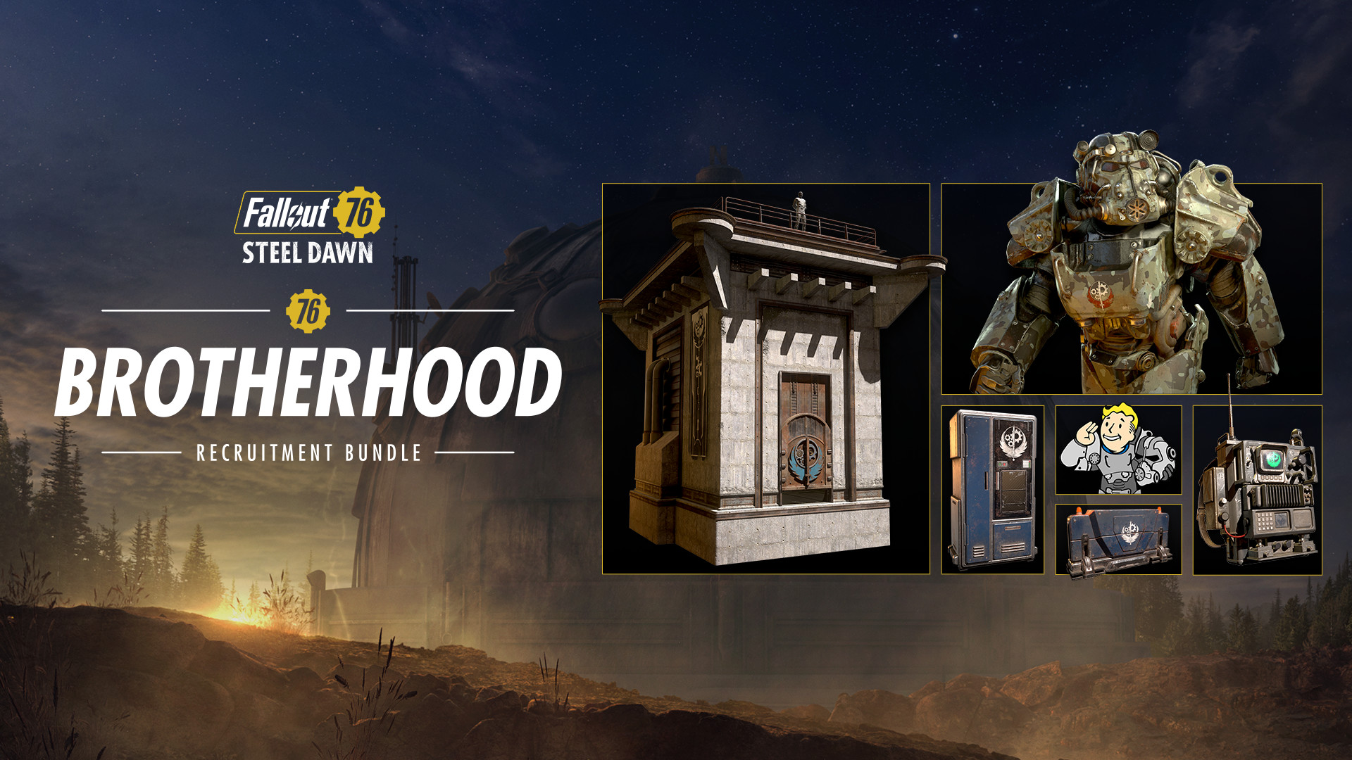 Fallout 76 - Brotherhood Recruitment Bundle DLC Steam CD Key, 79.09$