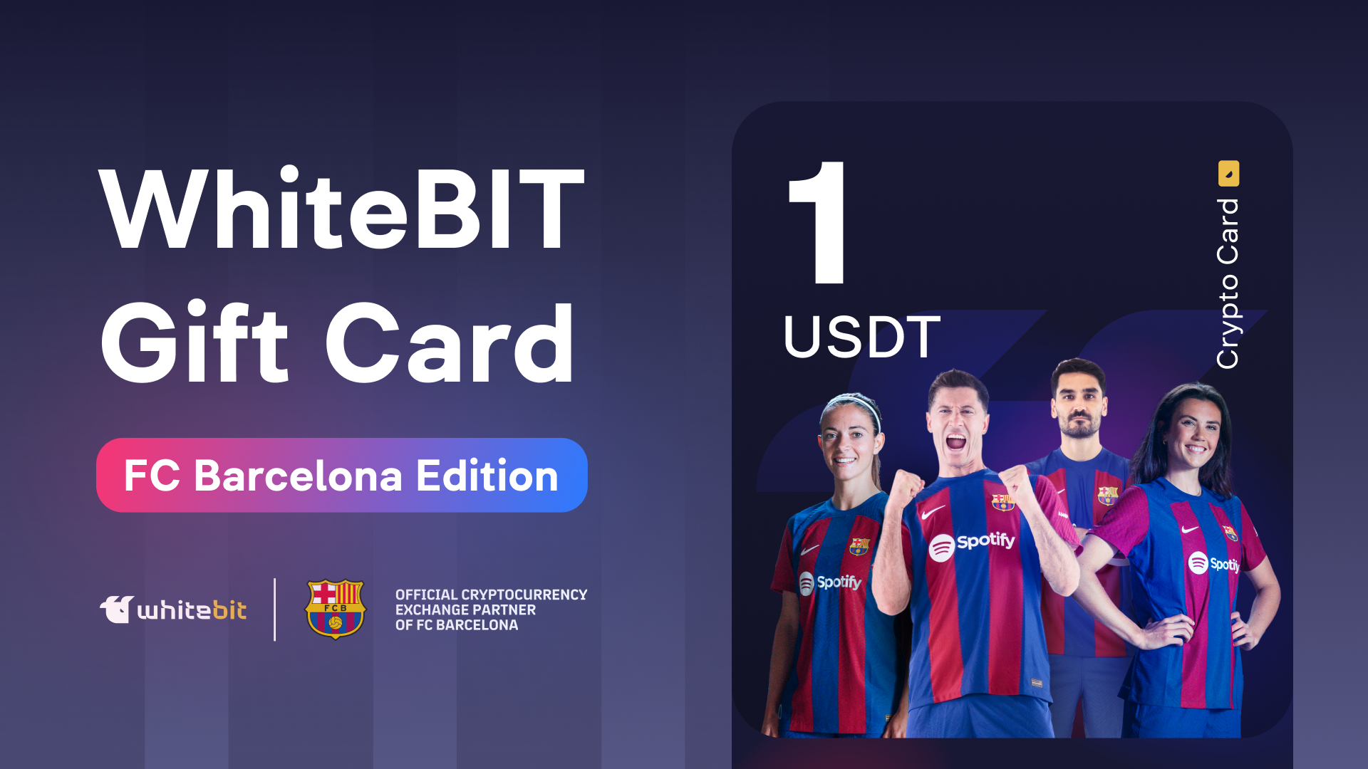 WhiteBIT - FC Barcelona Edition - 1 USDT Gift Card, 1.39$